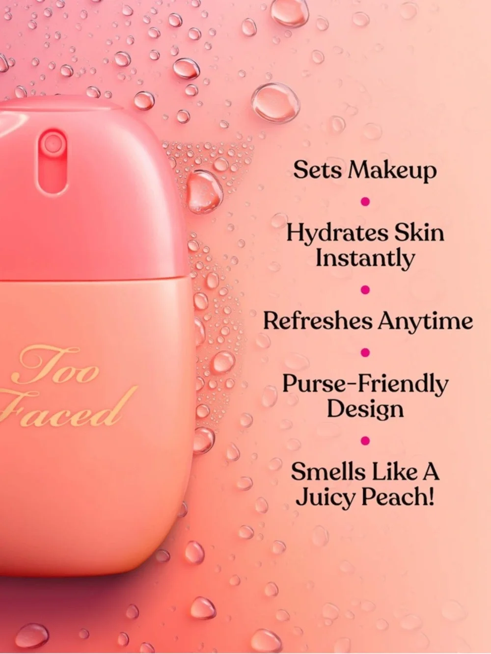 🍑 Too Faced Primed Peach Hydrating Setting Spray New FullSz